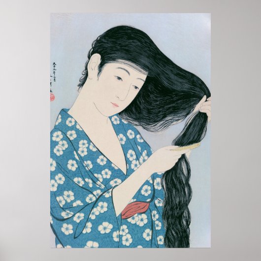 Ukiyoe [Goyo] Haar kamper (XL) Poster (Voorkant)