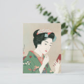 Ukiyoe (Goyo) Vrouw met een rode penseel Briefkaart (Staand voorkant)