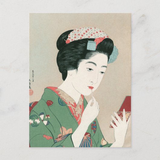 Ukiyoe (Goyo) Vrouw met een rode penseel Briefkaart (Voorkant)
