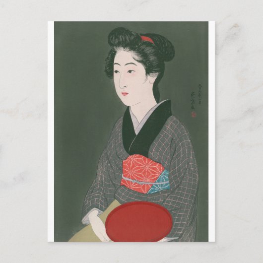 Ukiyoe (Goyo) Vrouw met lade Briefkaart (Voorkant)