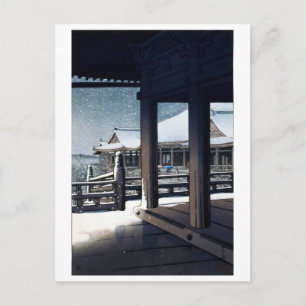 ukiyoe [hasui] A09 Avond sneeuw bij Kiyomizu-dera Briefkaart