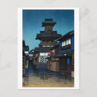 ukiyoe [hasui] A20 Klokkentoren in Okayama Briefkaart
