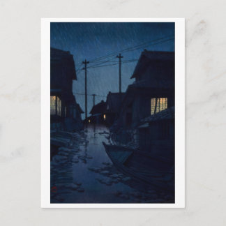 ukiyoe [hasui] A21 Nachtregen in Kawarago Briefkaart