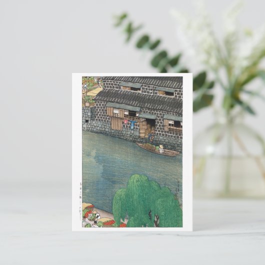 ukiyoe - hasui - C03 - The Daikongashi Riverfront Briefkaart (Staand voorkant)