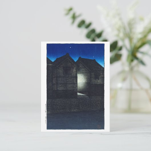 ukiyoe - hasui - C04 - Shinkawa Rive at Night - Briefkaart (Staand voorkant)