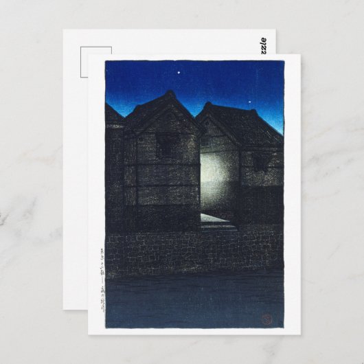 ukiyoe - hasui - C04 - Shinkawa Rive at Night - Briefkaart (Voorkant / Achterkant)