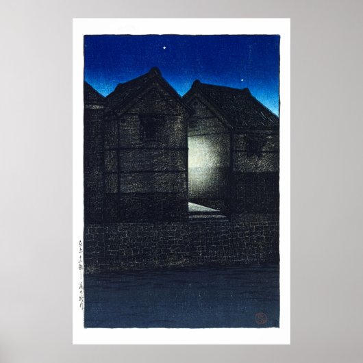 ukiyoe - hasui - C04 - Shinkawa Rive at Night - Poster (Voorkant)