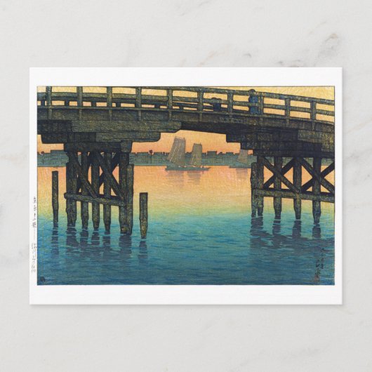 ukiyoe - hasui - C10 - Kaminohashi Bridge ... Briefkaart (Voorkant)