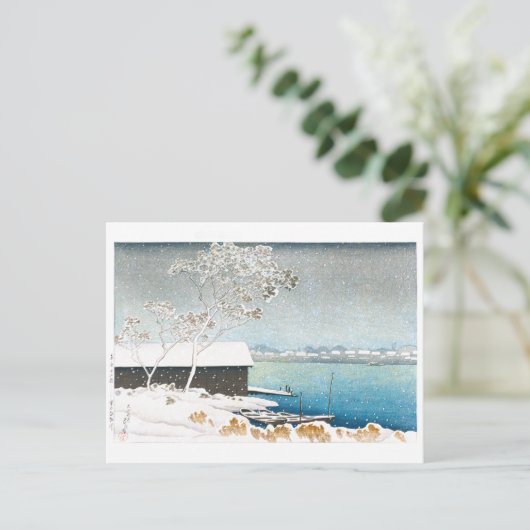 ukiyoe - hasui - C11 - Shirahige in sneeuw - Briefkaart (Staand voorkant)