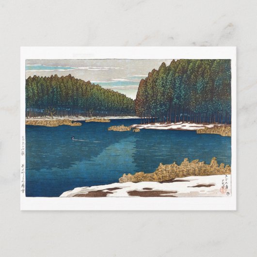 ukiyoe - hasui - C12 - Lingering sneeuw in Inoka.. Briefkaart (Voorkant)