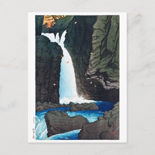 ukiyoe [hasui] C14 Yūhi waterval bij Shiobara Briefkaart (Voorkant)