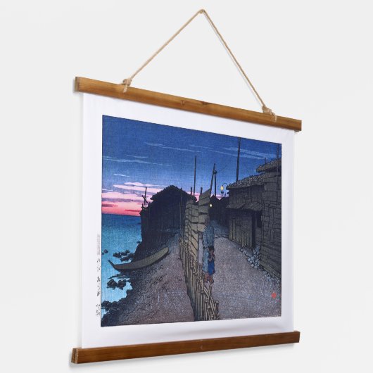 ukiyoe [hasui] C23 Aikawa-machi op eiland Sado Hangend Wandkleed (Gebogen)