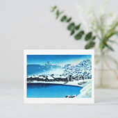 ukiyoe [hasui] C28 Dawn sneeuw in de haven van Ogi Briefkaart (Staand voorkant)