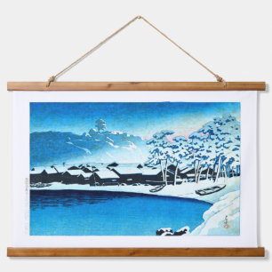 ukiyoe [hasui] C28 Dawn sneeuw in de haven van Ogi Hangend Wandkleed