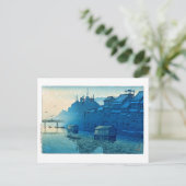 ukiyoe [hasui] C29 Morning in Dotonbori, Osaka Briefkaart (Staand voorkant)