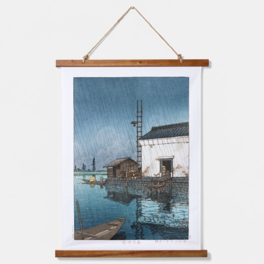 ukiyoe - hasui - m02 - Ushibori in de regen - Hangend Wandkleed (Voorkant)