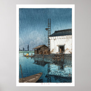 ukiyoe - hasui - m02 - Ushibori in de regen - Poster