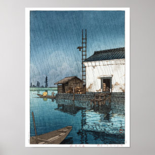 ukiyoe - hasui - m02 - Ushibori in de regen - Poster