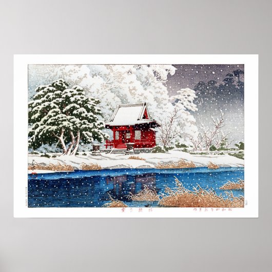 ukiyoe - hasui - m06 - Sneeuw bij de ingang van he Poster (Voorkant)