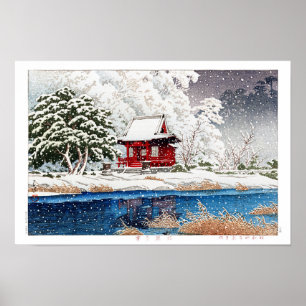 ukiyoe - hasui - m06 - Sneeuw bij de ingang van he Poster