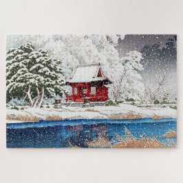ukiyoe - hasui - m06 - sneeuw bij Shrine Entrance  Legpuzzel