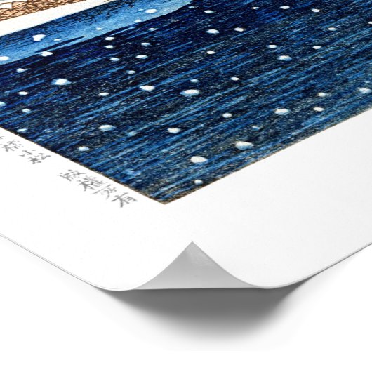 ukiyoe - hasui - m06 - sneeuw bij Shrine Entrance  Poster (Hoek)