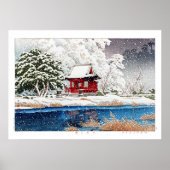 ukiyoe - hasui - m06 - sneeuw bij Shrine Entrance  Poster (Voorkant)