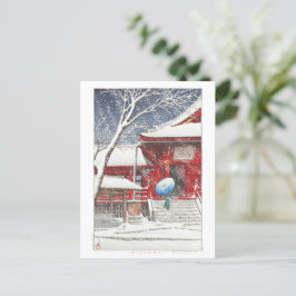 ukiyoe - hasui - m09 - sneeuw in Ueno Kiyomizudo - Briefkaart