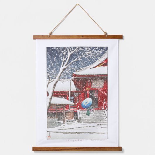 ukiyoe - hasui - m09 - sneeuw in Ueno Kiyomizudo - Hangend Wandkleed (Voorkant)