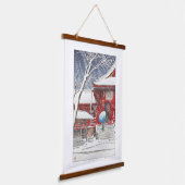 ukiyoe - hasui - m09 - sneeuw in Ueno Kiyomizudo - Hangend Wandkleed (Gebogen)