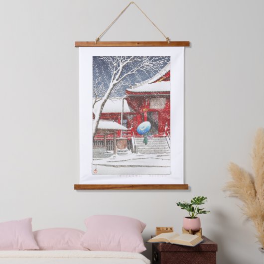 ukiyoe - hasui - m09 - sneeuw in Ueno Kiyomizudo - Hangend Wandkleed (Slaapkamer)