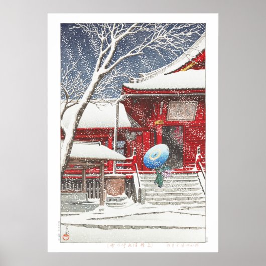 ukiyoe - hasui - m09 - sneeuw in Ueno Kiyomizudo - Poster (Voorkant)
