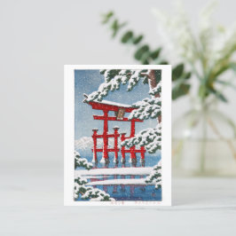 ukiyoe - hasui - m11 - sneeuw in Miyajima Shrine - Briefkaart