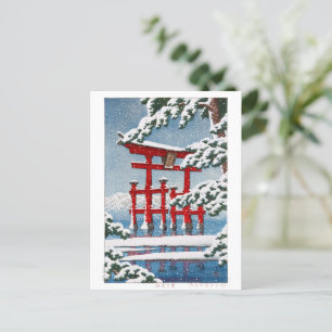 ukiyoe - hasui - m11 - sneeuw in Miyajima Shrine - Briefkaart