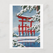 ukiyoe - hasui - m11 - sneeuw in Miyajima Shrine - Briefkaart (Voorkant)