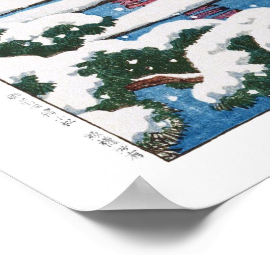 ukiyoe - hasui - m11 - sneeuw in Miyajima Shrine - Poster (Hoek)