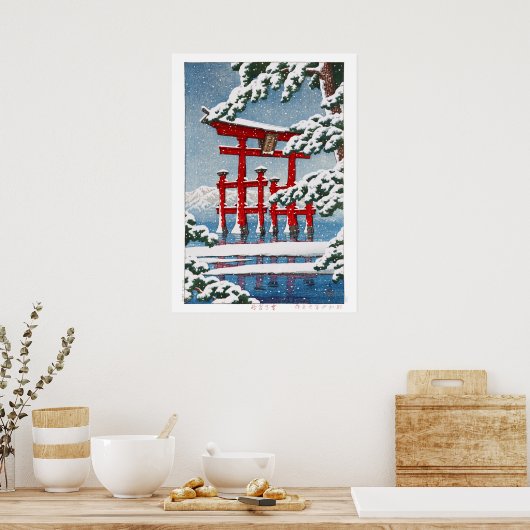 ukiyoe - hasui - m11 - sneeuw in Miyajima Shrine - Poster (Keuken)