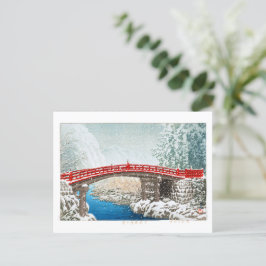 ukiyoe - hasui - m12 - sneeuw op de Shinkyo Bridge Briefkaart