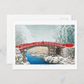 ukiyoe - hasui - m12 - sneeuw op de Shinkyo Bridge Briefkaart (Voorkant / Achterkant)