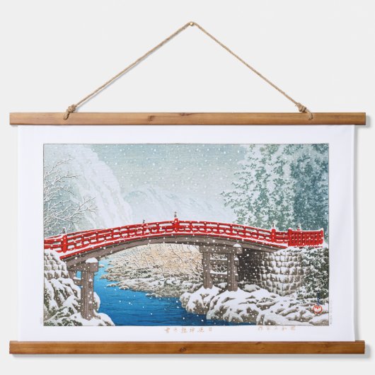 ukiyoe - hasui - m12 - sneeuw op de Shinkyo Bridge Hangend Wandkleed (Voorkant)