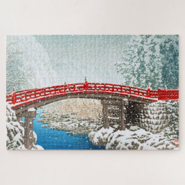 ukiyoe - hasui - m12 - sneeuw op de Shinkyo Bridge Legpuzzel
