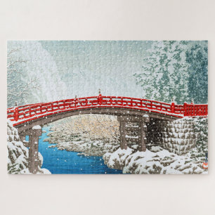 ukiyoe - hasui - m12 - sneeuw op de Shinkyo Bridge Legpuzzel