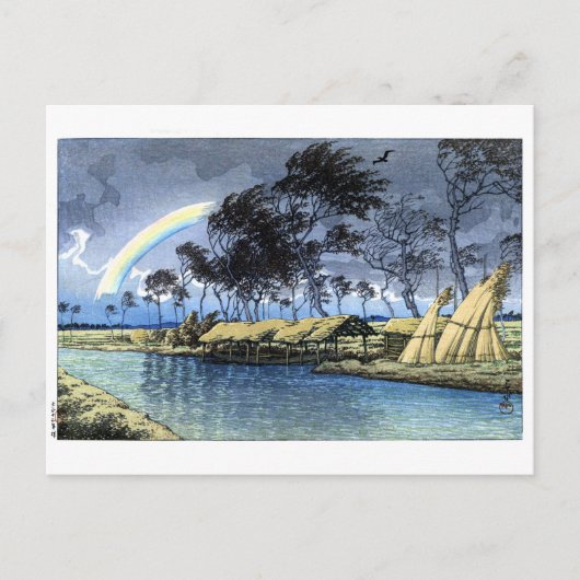 ukiyoe hasui n02 Hatta, Kaga An Autumn Rainbow Briefkaart (Voorkant)