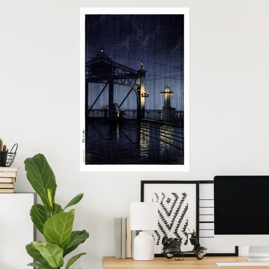 ukiyoe hasui n13 Shin Ohashi Bridge Poster (Thuiskantoor)
