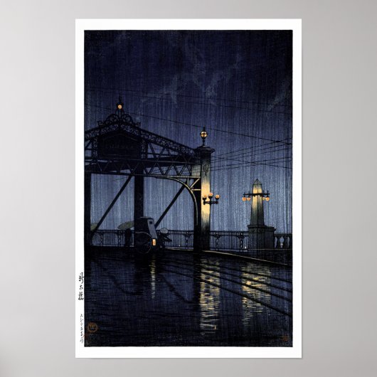 ukiyoe Hasui n13 Shin Ohashi-brug Poster (Voorkant)
