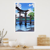 ukiyoe hasui n20 Gozanoishi Shrine at Lake Tazawa Poster (Keuken)
