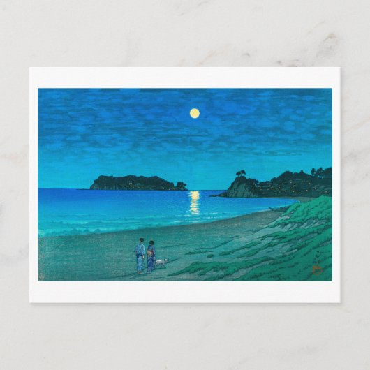 ukiyoe hasui No54 Full moon at Beach Briefkaart (Voorkant)
