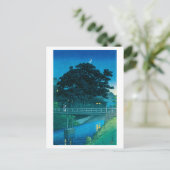 ukiyoe hasui No55 Takinogawa and Crescent Moon Briefkaart (Staand voorkant)