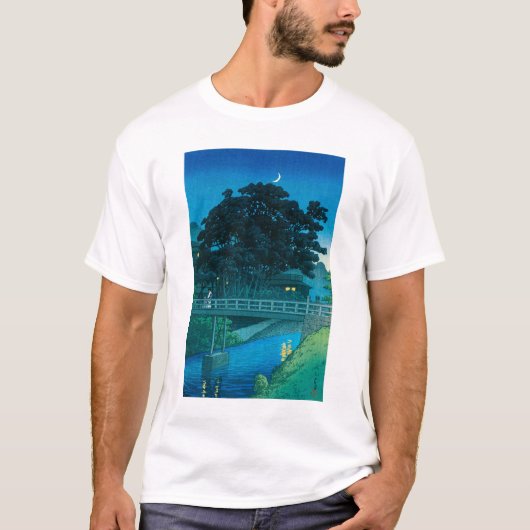 ukiyoe hasui No55 Takinogawa and Crescent Moon T-shirt (Voorkant)