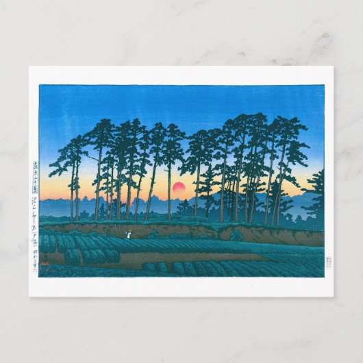 ukiyoe - hasui - No.14 Ikegami Ichinokura (sunset) Briefkaart (Voorkant)